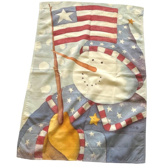 Patriotic Snowman Garden House Flag Christmas USA Toland Stars and Stripes - Picture 9 of 9
